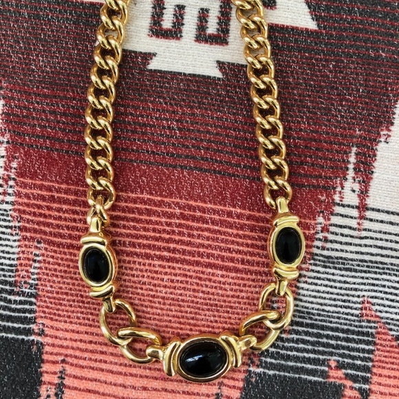 VTG 1980s Chunky Curb Chain Necklace Signed Monet Adjust to 17 inch - Picture 2 of 9